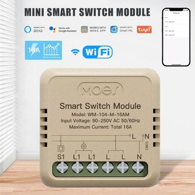 WiFi Smart Mini Switch Module 16A Energy Monitor Alexa Google APP Remote