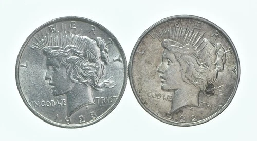 1923 & 1922-D Peace Silver Dollar $1 Bullion Collection Lot *183