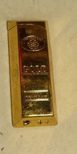 Vintage The World Over Gold Nugget Bar Look Lighter Non Working Novelty 1x2-5/8"