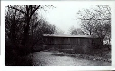 Vintage Found Photograph  Historic Covered Bridge Over Deer Creek in Winter Scen