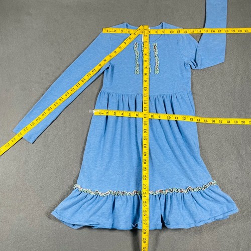 Matilda Jane Girls Ruffle Hem Blue Long Sleeve Dress Size 8 Boho Playful Style - Picture 6 of 9