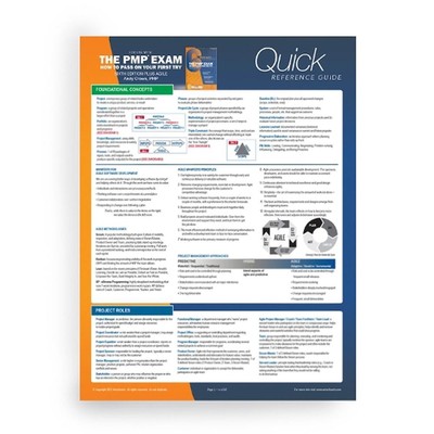 PMP Exam: Quick Reference Guide, Sixth Edition Plus Agile by Andy Crowe (English