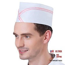 Disposable Chef Hats Non-Woven Paper Fiber Boat Cap Adjustable Restaurant 1