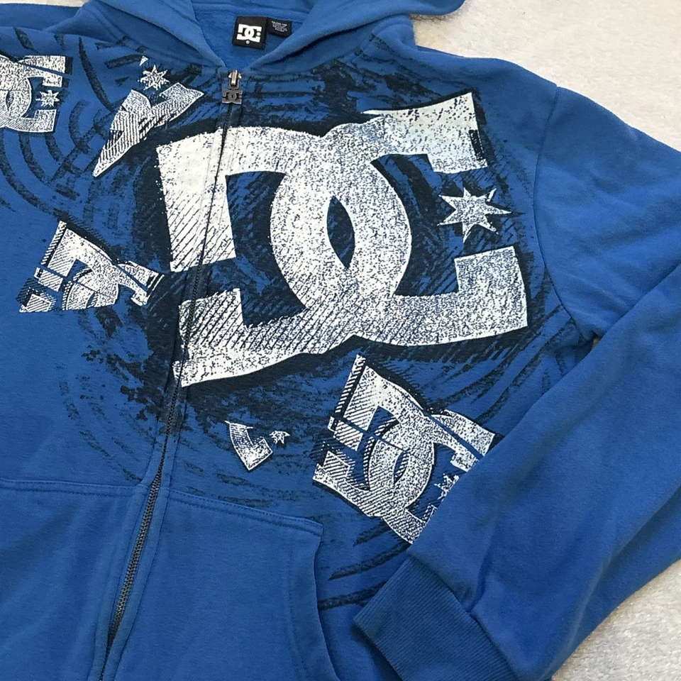 DC Shoes Hoodie Mens Medium Blue Full Zip y2k skater - Image 3 of 4