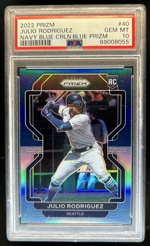 2022 Panini Prizm Julio Rodriguez Navy Blue/Carolina RC #40 Mariners PSA 10