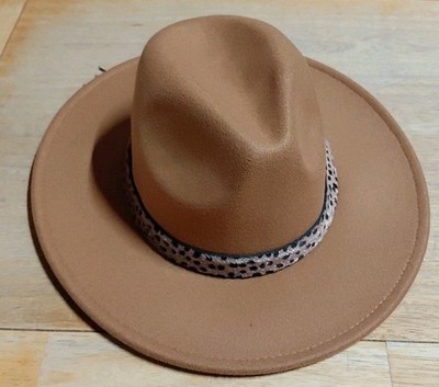 Cutely Covered Womens One Size Camel Wide Brim Felt Fedora