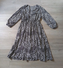 TU Black & White Abstract Print Flared Midi Dress Boho Party Holiday Smart UK20