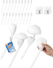 20 Pack White Soft Toilet Brush - Long Handle Toilet Bowl Mop with Squeeze Lid