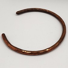 John S Brana Solid Copper Hammered Artisan Cuff Bracelet Round Open Box NIB