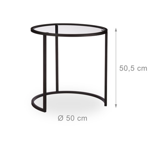 Set 2 mesas auxiliares 8 kg vidrio templado mesas auxiliares modernas 42 cm - Imagen 4 de 10