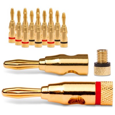 NAUC Bananenstecker 4mm schraubbar 24K vergoldet Lautsprecherkabel 14x Stecker