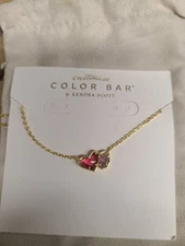 Kendra Scott Color Bar Double Heart Goldtone Necklace