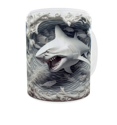 Becher 300ml Kollektion 3D v14 weißer Hai