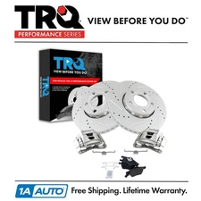 TRQ Front Brake Calipers Pads & Drilled Rotors For 2005-2006 Audi A4 A4 Quattro
