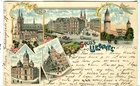 Poland Germany Legnica Liegnitz 1897 cover on vintage multiple vignette postcard