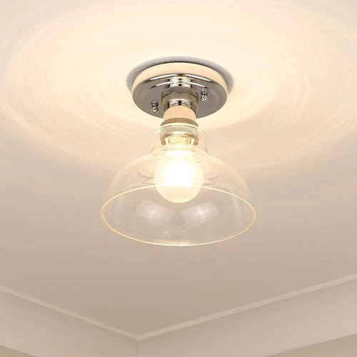 Brushed Champagne Bronze Flush Mount Light with Clear Glass Shade - Picture 4 of 8