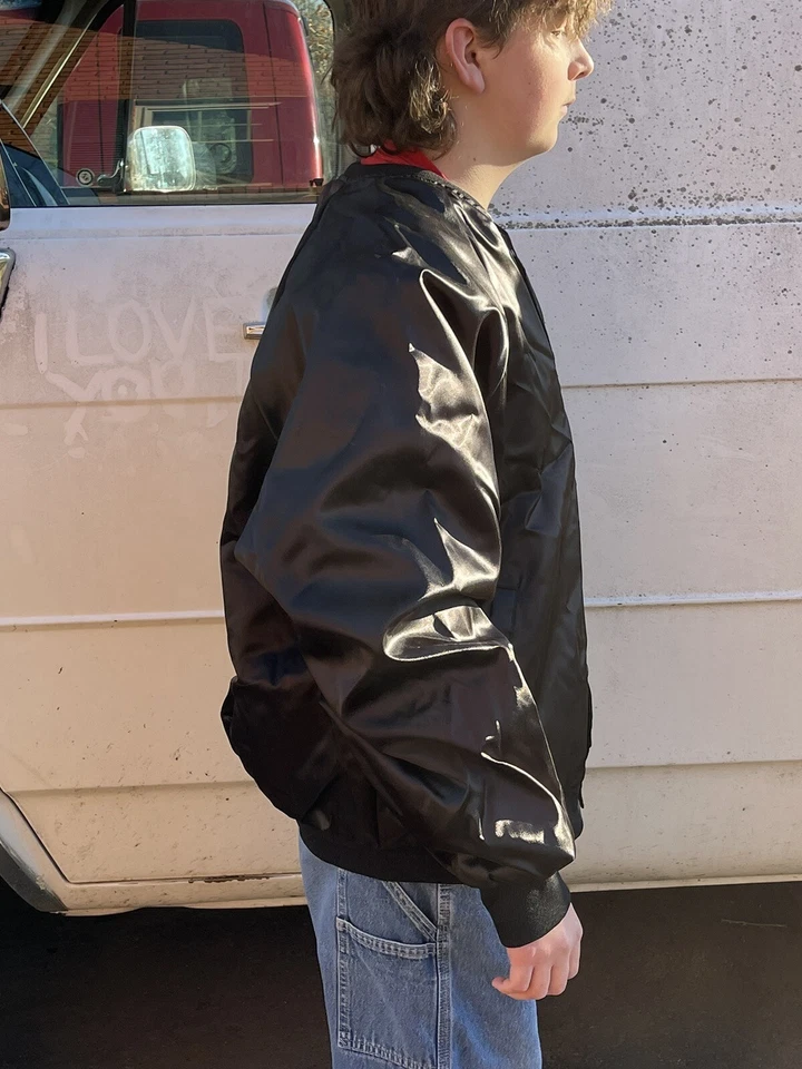 Hartwell Satin Jacket XXL Proctor Silex Hamilton Beach Bomber USA Snap NOS - Image 2 of 4