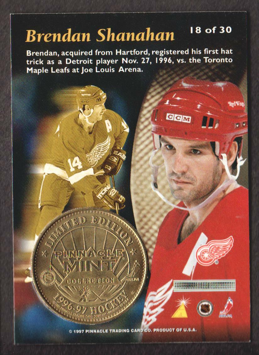 1996-97 Pinnacle Mint Hockey Card With EMBEDDED BRASS COIN #18