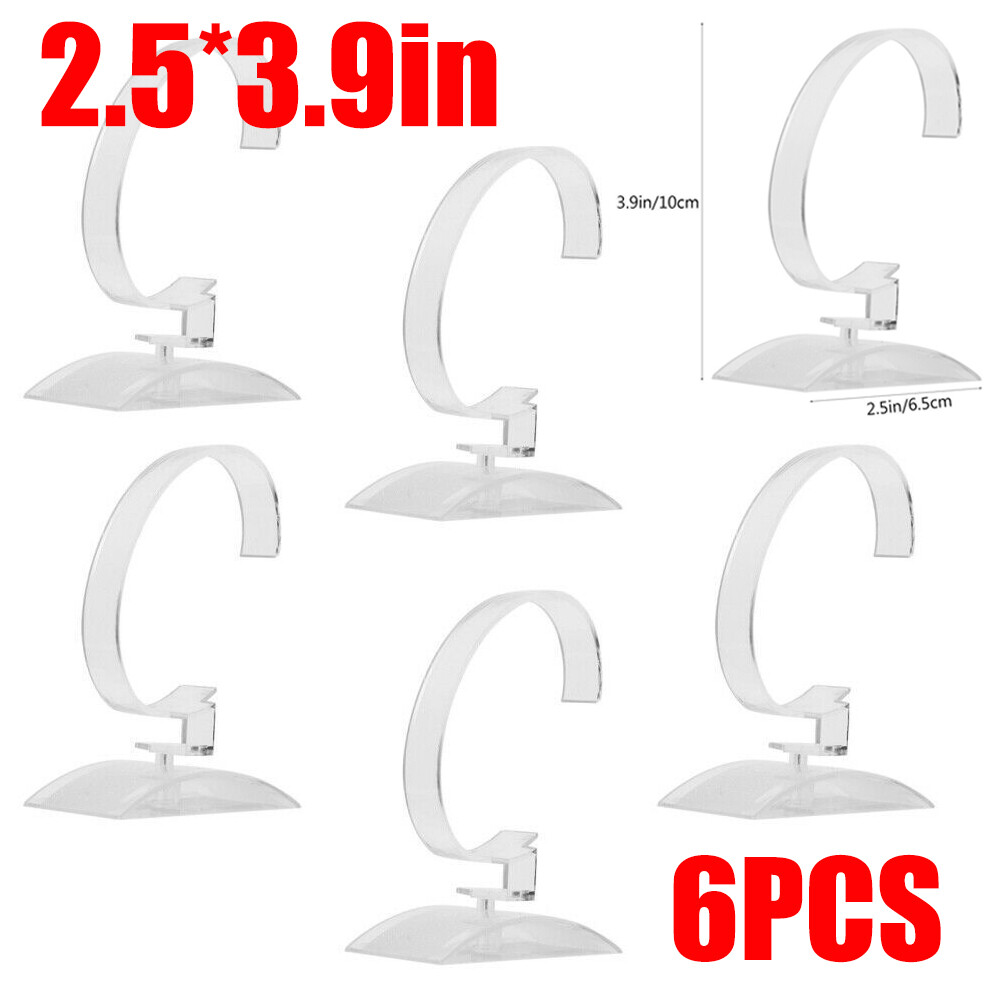 6Pack Clear Wrist Watch Display Holder Jewelry Bracelet Rack Box Holder Stand