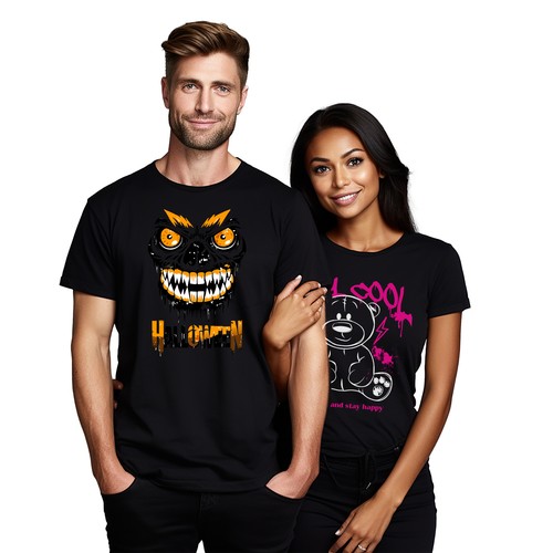 Halloween_228 Spooky Skull and Crossbones T-shirt - Funny and Frightening! Unise - Picture 10 of 46
