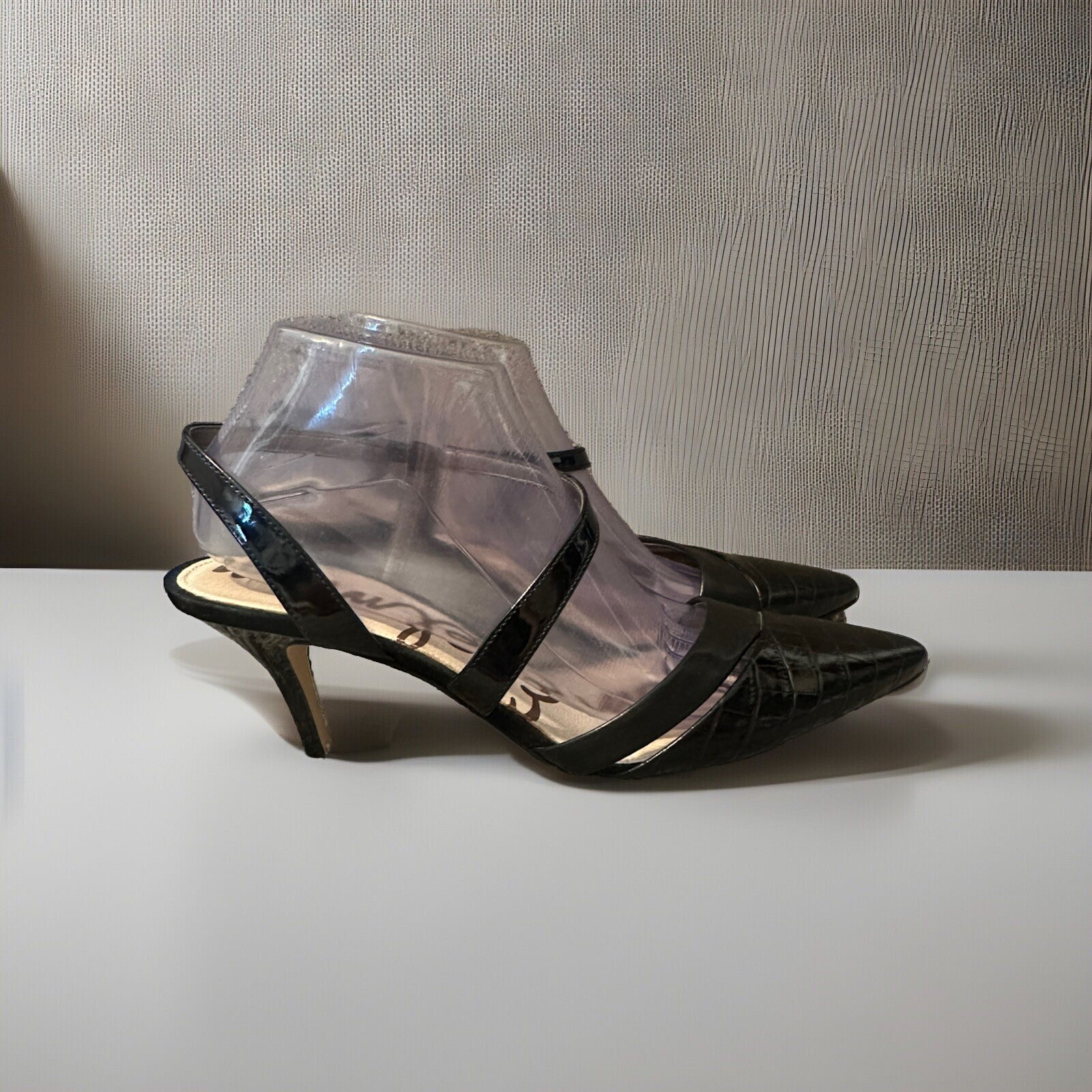 Sam Edelman Black Leather Pointed Toe Stilettos for Women Size 10