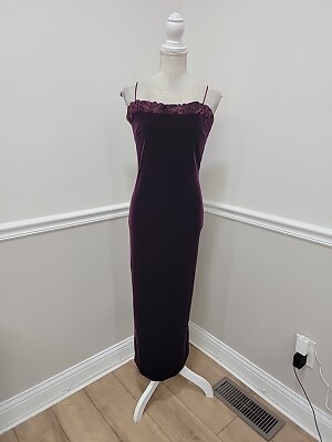 VTG Y2K Burgundy Velour Slinky Spaghetti Strap/Floral Satin Trim Dress Night Way | eBay VTG Y2K Burgundy Velour Slinky Spaghetti Strap/Floral Satin Trim Dress Night Way | eBay