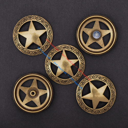 10PC WESTERN SADDLE HORSE TACK ANTIQUE ENGRAVED RANGER STAR CONCHOS SCREW BACK - Picture 7 of 10