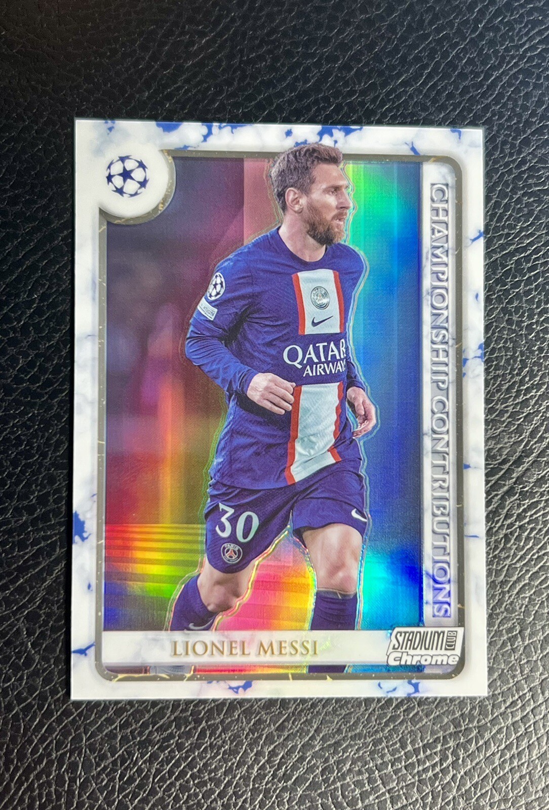 2022-23 Stadium Club Chrome Lionel Messi UEFA Championship Contributions #CCL-LM
