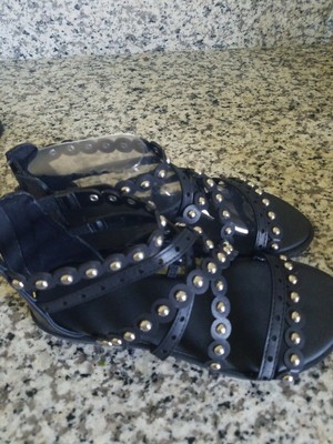 black studded gladiator sandals