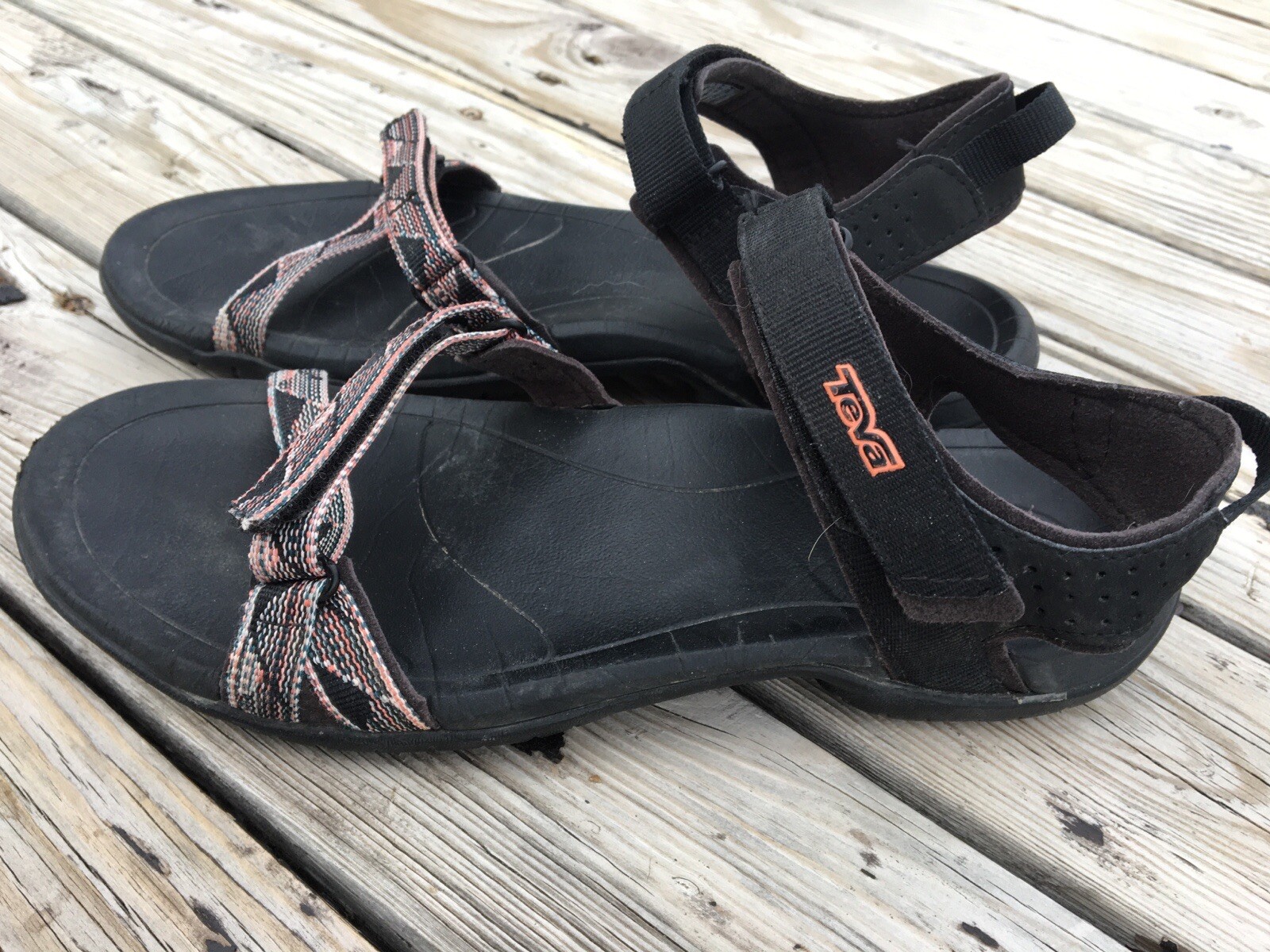 Teva Verra Slides Black Salmon Pink Strapy Hike Sandals 1006263