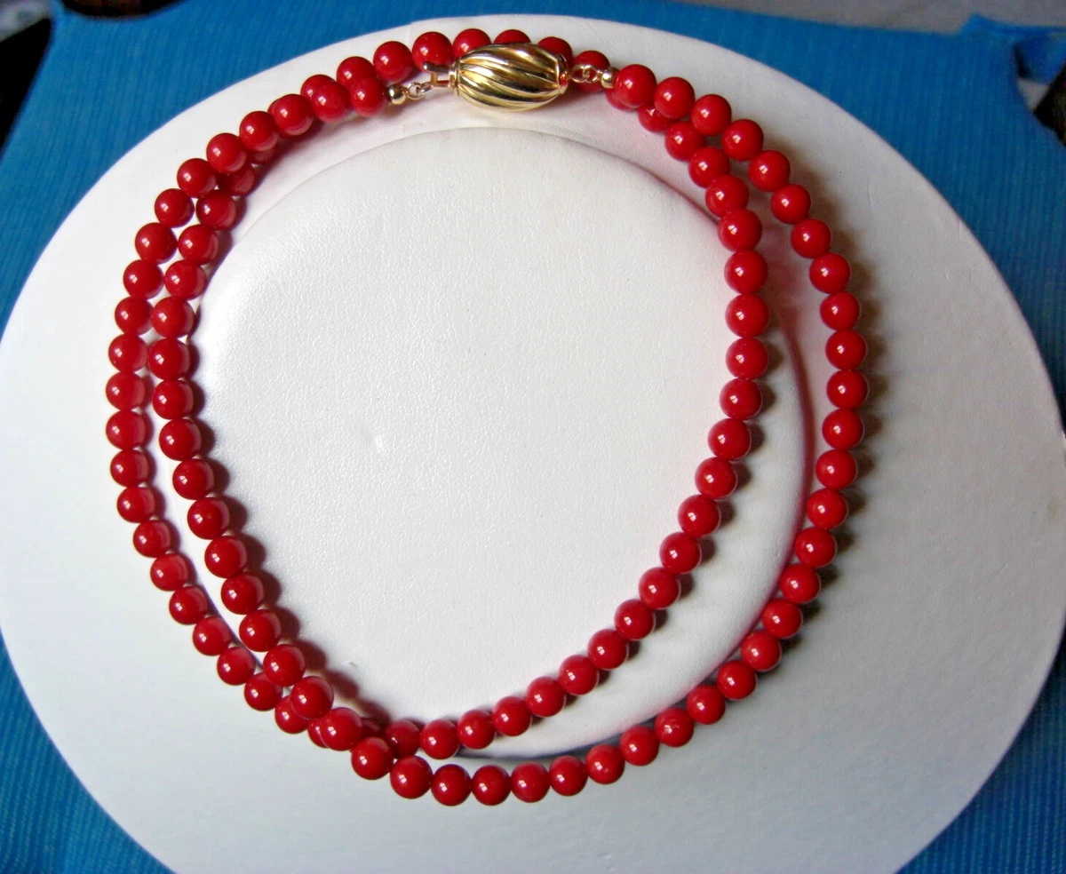 Collana In Corallo Rosso Naturale 4mm - Perle Tonde - Gioiello Artigianale - Lunghezza 48cm - Foto 6