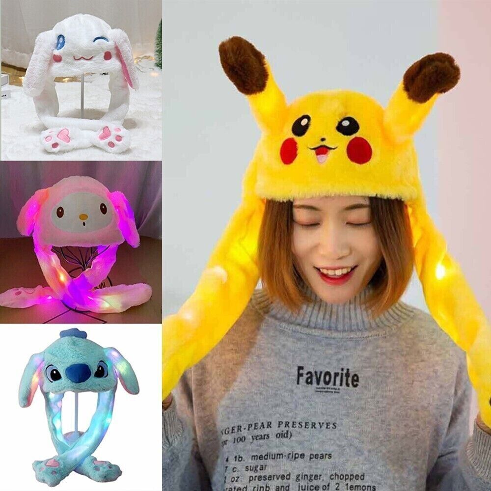 Bunny Ears Pikachu Hat Moving Ears Pokémon Pikachu Plush Hat With