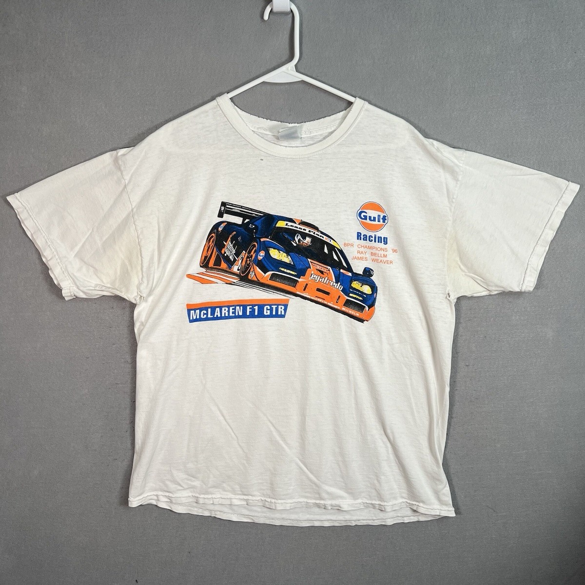 Vintage 90s Gulf Racing McLaren F1 GTR Super Car T Shirt Adult XL  