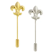PinMart's Flure De Lis Lapel Stick Pin - Gold or Silver