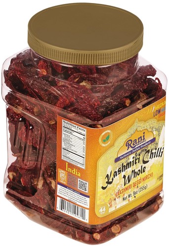 Rani Kashmiri Chili ganz stiellos (Deggi Mirch, niedrige Hitze) 9oz (255g) PET Glas - Bild 7 von 8