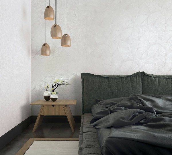 Vliestapete Floral Blattmuster 3D-Effekt Struktur Weiß Grau 34507 (4,77€/1Qm)-image