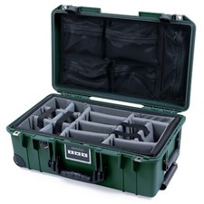 Trekking Green  Black Pelican 1535 case with grey CVPKG dividers  lid org.