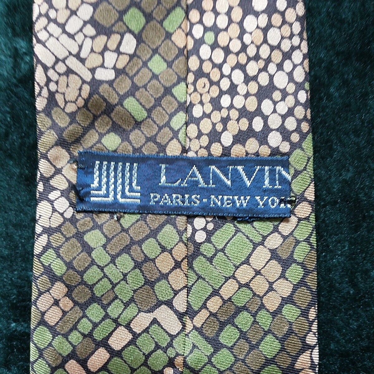 Lanvin Paris New York Necktie Tie Brown Beige Gre… - image 6