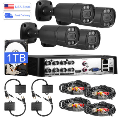 4PCS 2MP Security Cameras 8CH DVR Kit, 1080P Weatherproof Remote View H.265