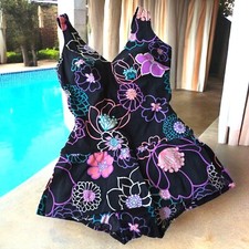 Women's Vintage Roxanne Swimsuit 12 34C Cup Floral Nylon Spandex