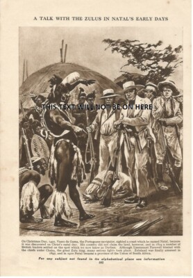 A TALK WITH ZULU IN NATAL EARLY DAYS c 1930 ILLUSTRATION PRINT