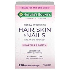 Nature's Bounty Extra Strength Hair Skin Nails, 5000mcg of Biotin 250 Count 