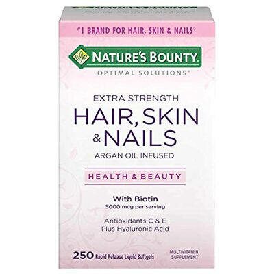 Nature's Bounty Extra Strength Hair Skin Nails, 5000mcg of Biotin (250 Count)