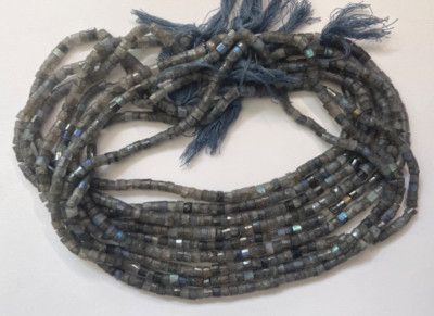 NATURAL LABRADORITE FACETED RONDELLE 4X3MM BEAD SRAND 14'' BELOW WHOLESALE!!!