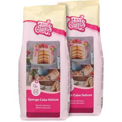 FunCakes Backmischung Mix für Biskuit 2x 1kg Tortenboden Bisquit Teig 2er Pack