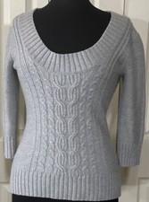 Women's Express Brand Light Gray Knit Pullover Sweater Acrylic Wool Blend Size M