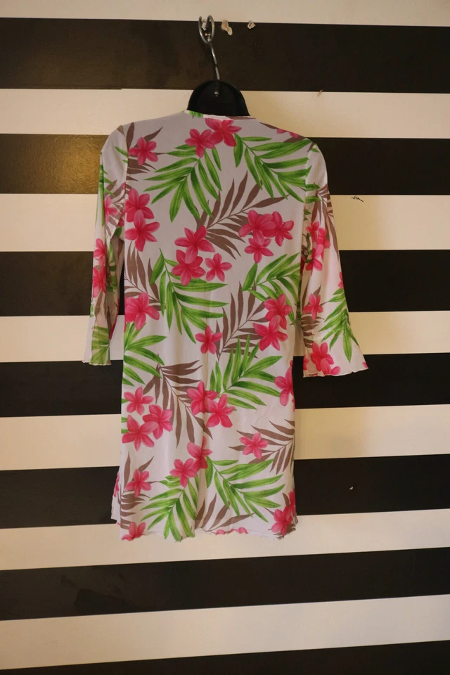 Leilani Women’s White Floral Print Tunic Cover Up Size M - Image 2 of 4