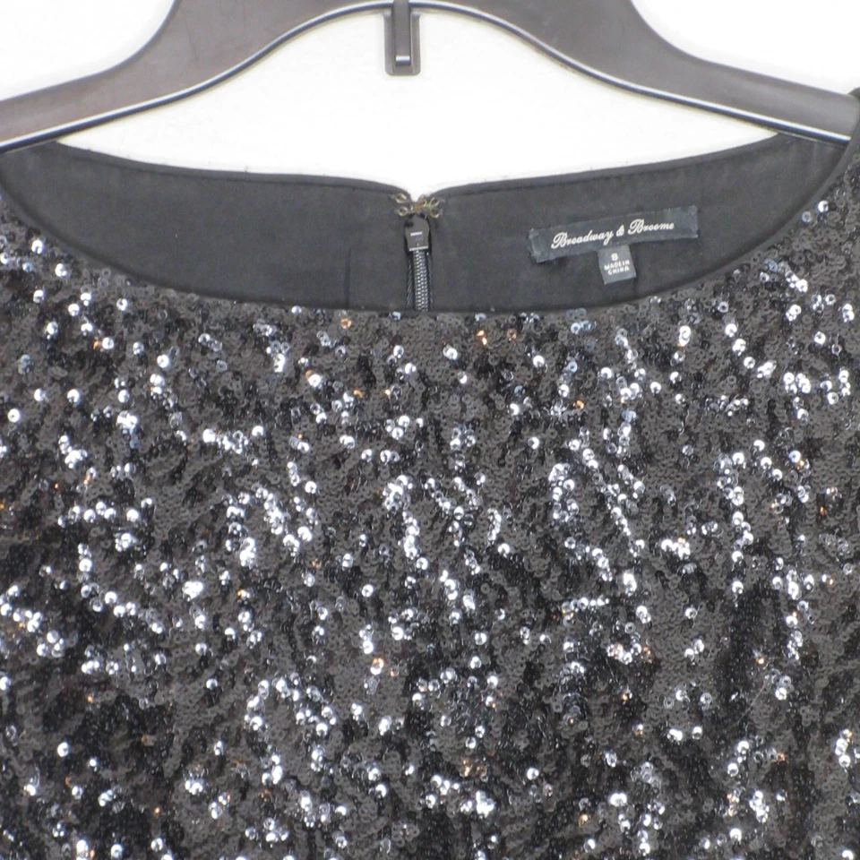 Broadway & Broome Women's Black Sleeveless Sequin Cocktail Mini Dress 8 B63 - Image 2 of 4