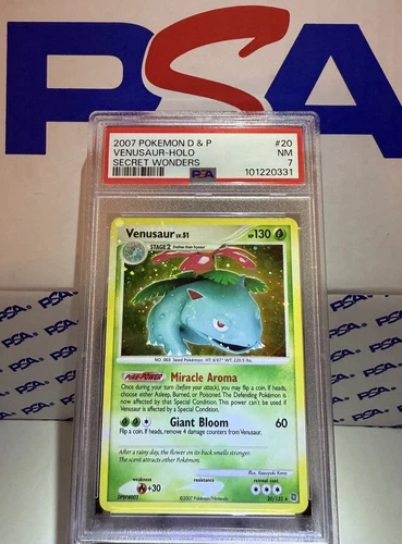 2007 Pokemon D&P Secret Wonders #20 Venusaur Holo Bleed PSA 7 NM