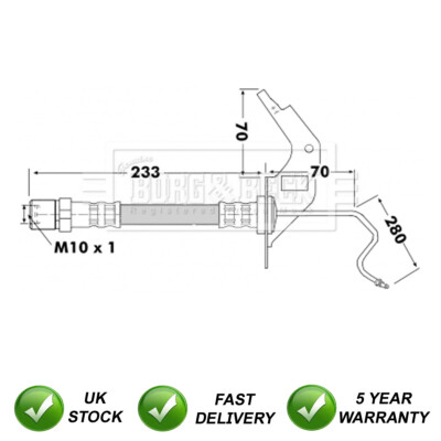 Brake Hose Rear Outer SJR Fits Vauxhall Astra 1998-2011 Combo 2001-2012